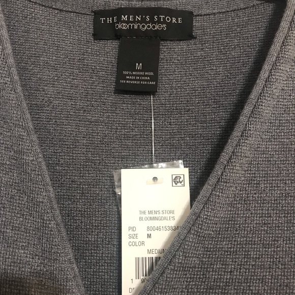 The Men's Store at Bloomingdale's Merino Wool Vest - 100% Gray Medium Large - Picture 2 of 4